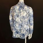 ZARA  Basic White & Blue Floral Sheer Button Down Shirt (XS) Photo 3