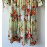 Anthropologie Fig and Flower Women's Boho Floral Print‎ Tiered Maxi Dress Sz S Green Photo 6