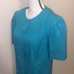 Cherokee blue teal button down short sleeve scrub top Photo 3