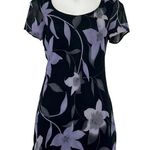 TESSUTO Floral Dress SMALL black PURPLE short sleeves Photo 2