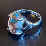 Mixed 3 color gemstone S925 silver ring size 7.5 Photo 2