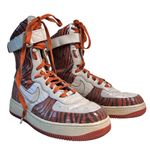 Nike Women’s Air Force 1 High 6” Wedge Sneakers Orange Zebra Print Size 9.5 Rare Photo 1