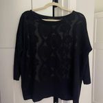 Ming Wang  Navy Sweater Camisole Sheer Floral Print Photo 0