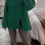 American Eagle Green Sherpa Button Up Jacket  Photo 0