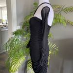 Sorelle UK Black Ruched Sheer Long Sleeve Mini Dress Slinky Bodycon HoCo M new Size M Photo 2