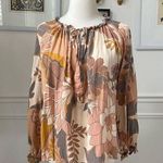 VICI Tomar Floral Peasant Top Terracotta Mocha Ivory S Photo 0