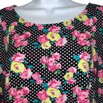 Betsey Johnson Black Rose Floral Mesh Shoulder Logo L/S Top NWOT Size Medium Photo 1