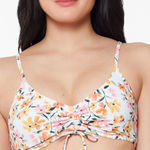 Jessica Simpson  Pink Floral Ruched V Neck Sunset Dreaming‎ Swimsuit Top S NWT Photo 0