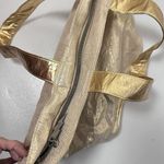 Betsey Johnson Betseyville Gold Tote Bag Lightning Bolt Charm Travel Campus Zip Photo 7