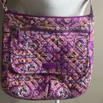Vera Bradley Iconic Triple Zip Hipster Crossbody Purse Raspberry Medallion. Photo 3