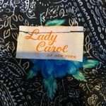 Vintage Midi Dress Paisley Floral Printed Belted Black Blue Womens Medium Photo 8