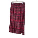 Leslie Fay  Skirt Womens Size 10 Red Black Pleated Maxi Vintage Elastic Waist Photo 5