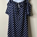 Star Vixen Blue/White Polka Dot Cold Shoulder Top 3X* Blue Photo 1