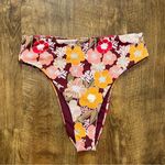 ZARA NWT Floral Print Bikini Bottoms Sz Large Cheeky High Rise Photo 0