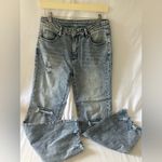 Boutique Women’s Size 10 Stone Washed Denim Jeans Raw Hem Line Blue Photo 0