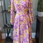 LDT Long Sleeve Floral Maxi Dress Purple Womens Size 0 Photo 4