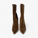 SheIn Brown Velvety Ankle Boots Size 5.5 Pointed Toe Photo 1