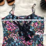 Floral Ruffled Camisole Sleeveless Tank Top Grey Size M Photo 2