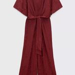 ZARA NWT LONG JACQUARD JUMPSUIT Burgundy Photo 5
