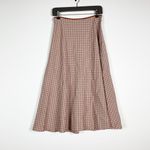 Rosetta Getty Stretch Knit Leather Trim Houndstooth Woven Flared Midi Skirt S Photo 0