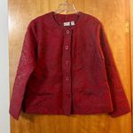  Blazer Jacket Red Textured Long Sleeve Button Up Faux Pockets Chicos 2 Photo 9