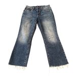 J.Crew Women's Flare Crop Jeans Size 28 Dark Blue Frayed Hem Sustainable Photo 0