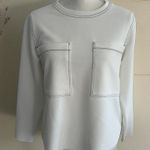 BIMBA Y LOLA White Pocketed 3/4 Sleeve Top Size Small Photo 0