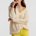 CAbi  Cream Croquet V-Neck Pullover Sweater Style #6233 - size XL Photo 0