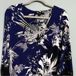 🦋 NWOT Alfani Floral Print Dress with Fringe Sleeves Small Blue Photo 10