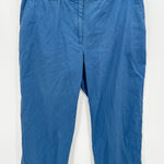 Lands' End  Womens Blue Cotton Cropped Chino Wide Leg Pants Size 12 High Waisted Photo 0