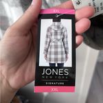 Jones New York Women's Hooded Zip-Up Checkered Pea Coat - Gray Photo 3