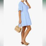Fancyinn  Short Sleeve Tiered Dress in Light Blue Photo 3