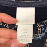 H&M  Women’s Paisley Print Blue Beige Fleece Lined Crew Neck Sweatshirt Photo 6