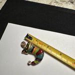 Anne Klein Signed Striped Enamel Rhinestone Christmas Elf Stocking Brooch Pin Photo 3