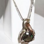 Sterling Silver Black Crested Alexandrite Pendant Necklace Blue Photo 0