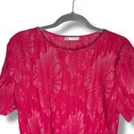 ZARA Textured Floral Print Top Fuchsia Pink Short Sleeve EUC Women's Photo 1