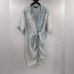 Veronica Beard  Hensley Ruched Chambray Mini in Glacier Ice Photo 7