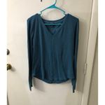 Aeropostale Waffle Knit Thermal Long Sleeve Tee L Turquoise Cabincore Classic Blue Size L Photo 2