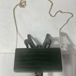 H&M Elegant Dark Green Crocodile Pattern Clutch W/ Gold Chain NWT Photo 5