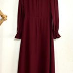 Reformation  Stevi Smocked High Neck Long Sleeve Midi Dress, Plum, size 6 Photo 5