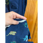 Anthropologie Stacia Floral Apron Embroidered Navy Blue Lightweight Linen Blend Photo 3