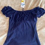 Ultra Flirt Off the shoulder navy ruched mini dress Photo 0