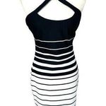 Guess  Los Angeles USA Halter Striped Mini Dress Size 6 Open Back Black White Photo 0