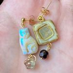 Handmade unique retro vintage fairy boho style dangle earrings w/ quality Czech glass beads mix 🌀🍃💛 Photo 6