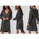 Free People Movement ‎ Feel Good Layer Longline Hoodie Charcoal Heather Large NEW Photo 1