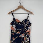 Lulus My Favorite Day Navy Blue Floral Print Tulip Skirt Midi Dress Size M Size M Photo 3