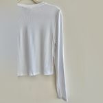 BCBGeneration Cropped Long Sleeve Ribbed Tee, White, Size Medium Photo 13