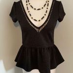 Free People  Embroidered Top Vneck - Black - Small Photo 0