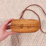 Round Rattan Crossbody Purse Natural Brown Photo 5