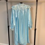 Jaclyn Smith Vintage Blue Embroidered Satin Nightgown Size M Photo 4